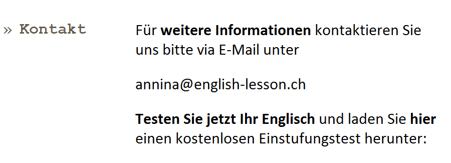 English-Lesson.ch > Kontakt